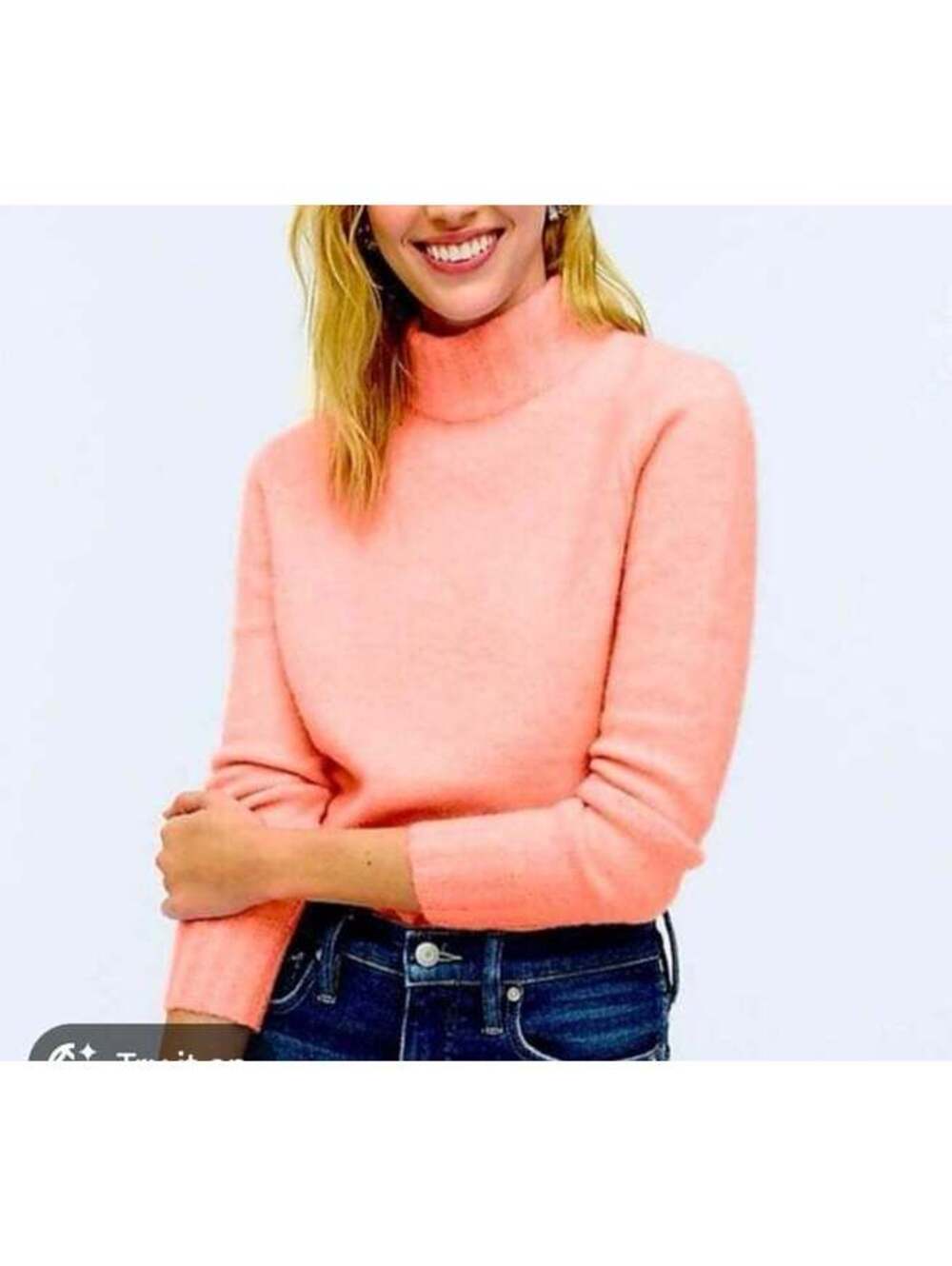 J Crew pink mockneck Turtleneck Pullover Sweater